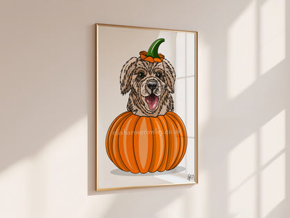 Pumpkin Dog - Hand-drawn and Illustrated Art Print