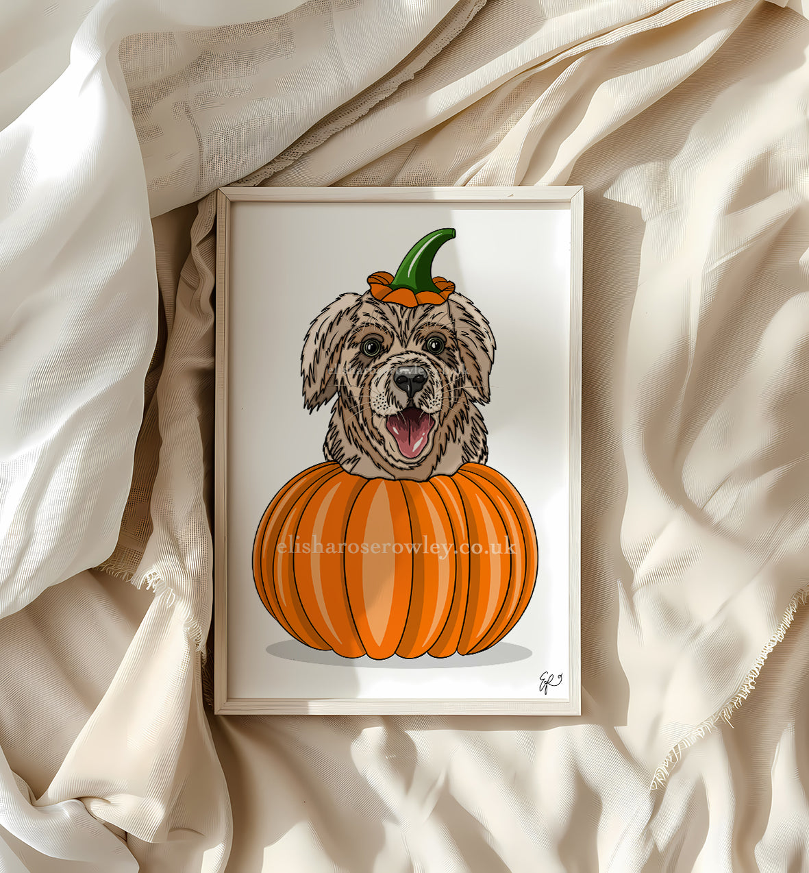 Pumpkin Dog - Hand-drawn and Illustrated Art Print