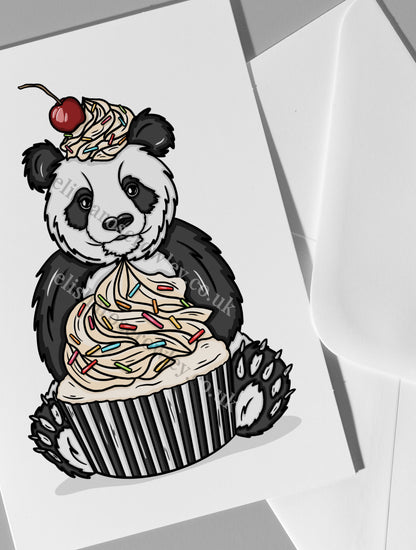 Panda Cupcake Birthday/Celebration Greeting Card